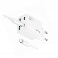 Biała ładowarka cztery porty USB-C 30W Hoco do iPhone 16 Pro Max