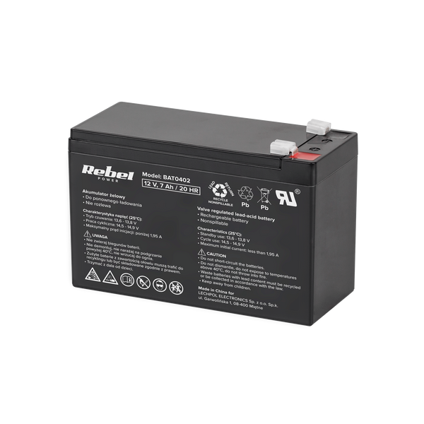 AKUMULATOR ŻELOWY REBEL 12V 7AH zdjęcie 1