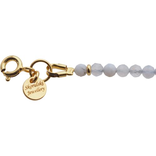 Bransoletka - cięty Chalcedon, Szafir i srebro złocone na Arena.pl