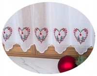 ZAZDROSTKA kuchenna firana ŚWIĄTECZNA SERCA Boże Narodzenie haft 97x40