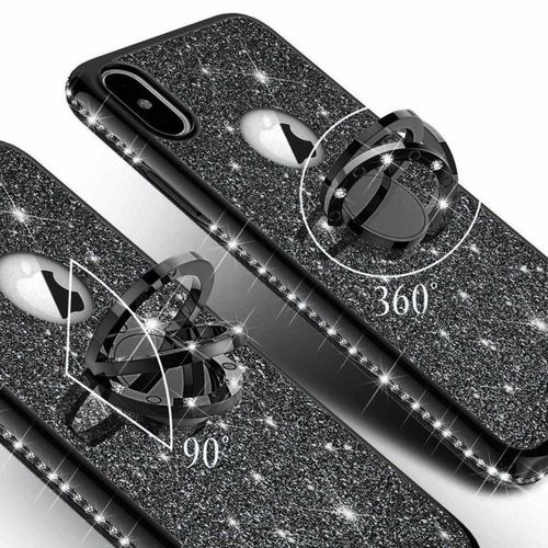 Etui Diamond Ring Glitter Brokat Iphone X Czarne na Arena.pl