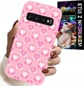 ETUI DO SAMSUNG GALAXY S10 PLUS - SERCA KRATKA RÓŻOWA OBUDOWA CASE + FOLIA
