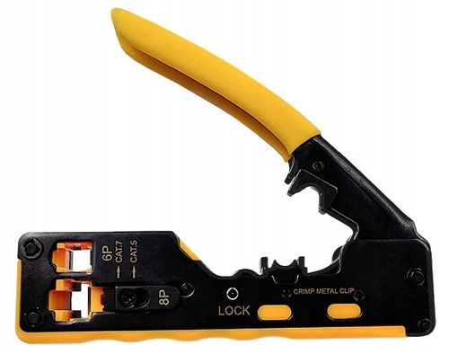 ZACISKARKA WTYKÓW PRZELOTOWYCH RJ45 KAT.5E KAT.6 KAT.6A KAT.7 PASS THROUGH na Arena.pl