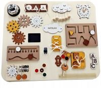 TABLICA MANIPULACYJNA sensoryczna Montessori drewniana Duża XL Imię GRATIS