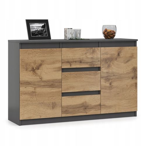 Komoda Szafka Zestaw 2szt POJEMNA Szuflady Grafit Dąb Wotan NATALIA na Arena.pl