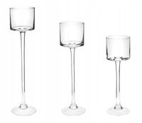 Świeczniki szklane ZESTAW h 35/28/22