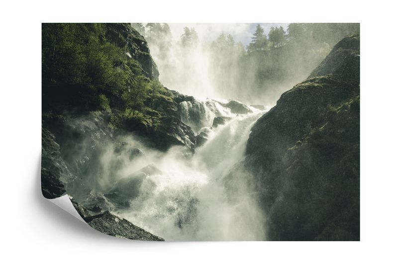 Emaga Fototapeta A Flowing Waterfall In Norway Tapeta Samoprzylepna 368x280 zdjęcie 4