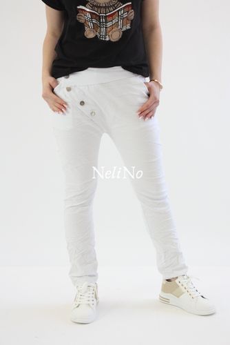 Spodnie baggy z guzikami Zephyra Białe UNI na Arena.pl