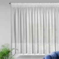 Firana na taśmie zdobiona haftem AMY 300X150 biała
