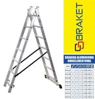 DRABINA ALUMINIOWA 2-ELEMENTOWA 300CM 7+7 SZCZEBLI - BR-00-3207