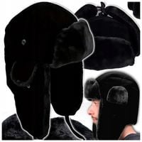 CZAPKA ZIMOWA MĘSKA CIEPŁA Z FUTERKIEM NA ZIMĘ NAUSZNIKI USZATKA