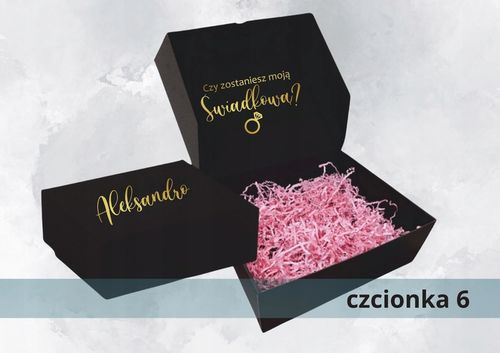 Pudełko box CZARNE czy zostaniesz ŚWIADKIEM Świadkową ślub prezent WZORY na Arena.pl