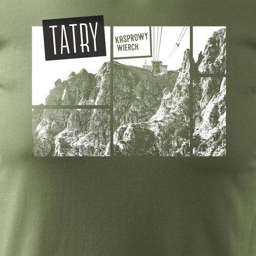 Koszulka z górami w góry turystyczna z Tatrami Tatry Kasprowy Wierch trekkingowa męska khaki REGULAR XXL na Arena.pl