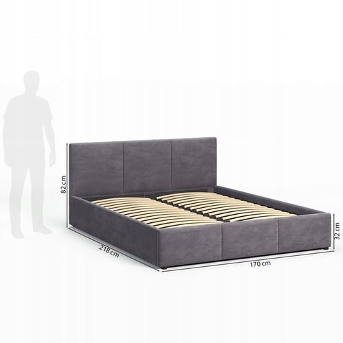 Łóżko tapicerowane 160×200 z pojemnikiem i zagłówkiem Nela szare na Arena.pl
