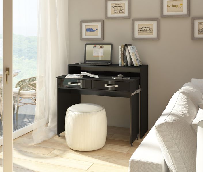 Biurko ZOOM wysuwane 98,5 cm czarny mat/połysk zdjęcie 3