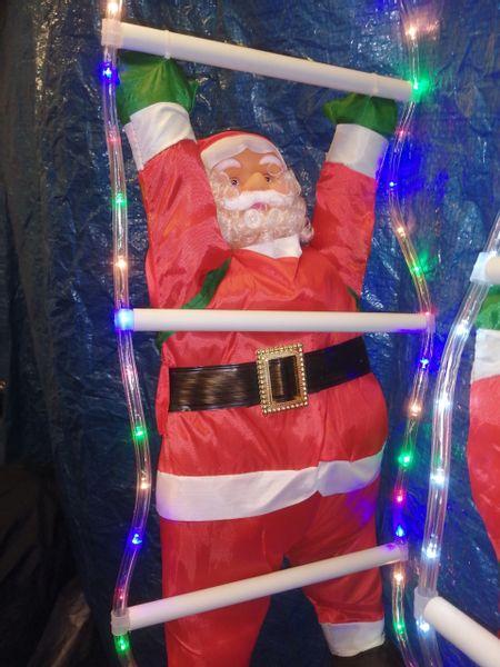 Mikołaj Na Świecącej Drabinie Led 90Cm Biała Led zdjęcie 8