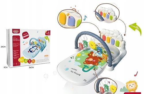 Mata Edukacyjna Interaktywna 3w1 z Pianinkiem Grzechotki dla Niemowląt 0+ na Arena.pl