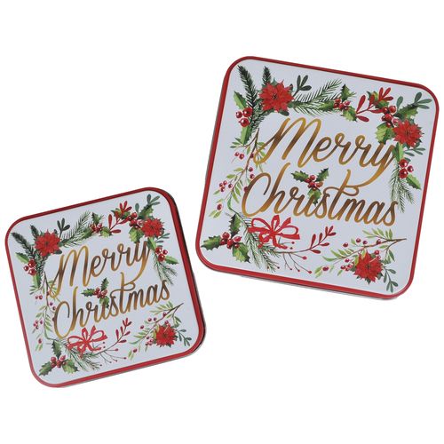 Puszki pojemniki na święta świąteczny metalowy ciastka zestaw 2szt wzór 1 na Arena.pl