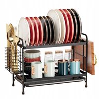 SUSZARKA DO NACZYŃ DWUPOZIOMOWA OCIEKACZ TALERZE SZTUĆCE + UCHWYT NA DESKĘ