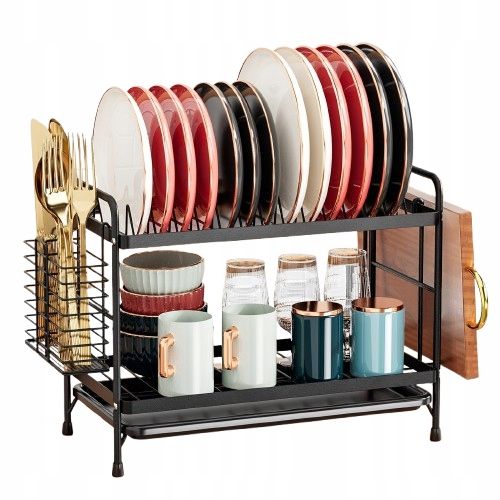 SUSZARKA DO NACZYŃ DWUPOZIOMOWA OCIEKACZ TALERZE SZTUĆCE + UCHWYT NA na Arena.pl