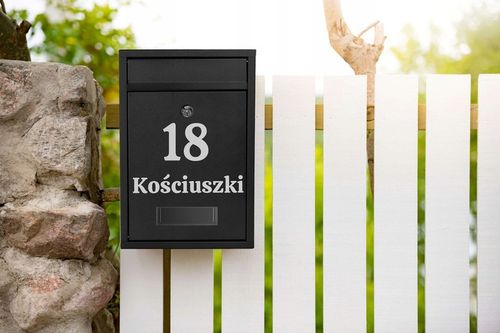 SKRZYNKA POCZTOWA NA LISTY POCZTĘ OGRODZENIE CZARNA Z NUMEREM DOMU na Arena.pl