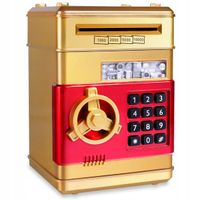 Skarbonka elektroniczna MG w kształcie sejfu złota wielokolorowa na pin