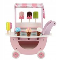 Drewniana lodziarnia dla dzieci WÓŻEK NA KÓŁKACH z akcesoriami zestaw W052