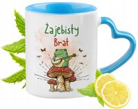 Dla Brata Kubek Błękitny Z Uszkiem W Kształcie Serca Na Prezent Z Nadrukiem
