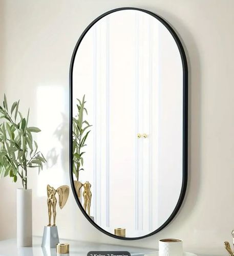 Lustro Elipsa  100x50cm czarne GX06 ścienne owalne łazienkowe do salonu sypialni loftowe Industrialne minimalistyczne na Arena.pl