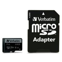 verbatim karta microsd 64gb + adapterpro u3 czarny/black 47042
