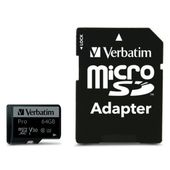 verbatim karta microsd 64gb + adapterpro u3 czarny/black 47042