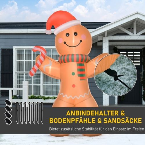 Samopompujący piernikowy ludzik z dmuchawą, dekoracja świąteczna 2,4 m LED na Arena.pl