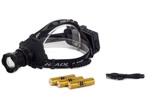 LATARKA CZOŁOWKA LED IPX6 3 OGNIWA POWERBANK AKU USC C na Arena.pl