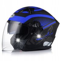 OTWARTY KASK MOTOCYKLOWY NIEBIESKI MATT SKUTER CHOPPER HOMOLOGACJA BLENDA M