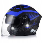 OTWARTY KASK MOTOCYKLOWY NIEBIESKI MATT SKUTER CHOPPER HOMOLOGACJA BLENDA M