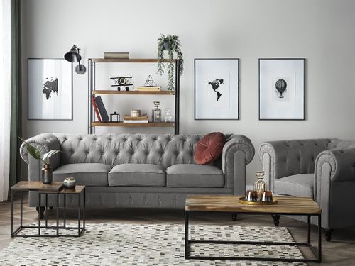 Sofa 3-osobowa szara CHESTERFIELD duża na Arena.pl