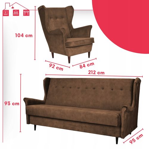 Nowoczesny Komplet Wypoczynkowy do salonu uszak brązowy ARI Family Meble na Arena.pl