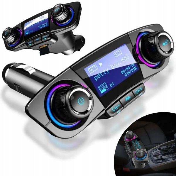 Transmiter Samochodowy FM Bluetooth 5.0 USB micro SD 8w1 AUX Ładowarka zdjęcie 7