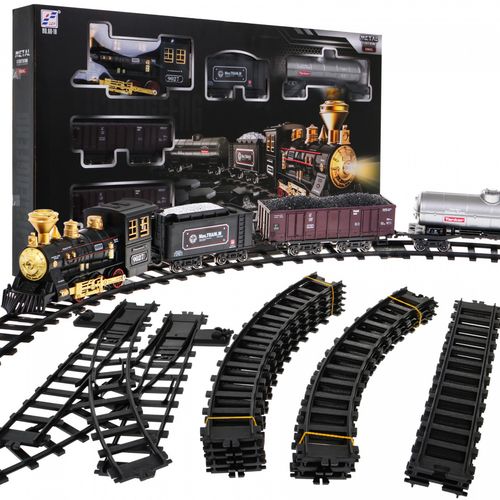 Kolejka Z Funkcją Dymu Dla Dzieci 5+ Długi Tor + Lokomotywa Retro + 4 Wagon na Arena.pl