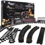 Kolejka Z Funkcją Dymu Dla Dzieci 5+ Długi Tor + Lokomotywa Retro + 4 Wagon