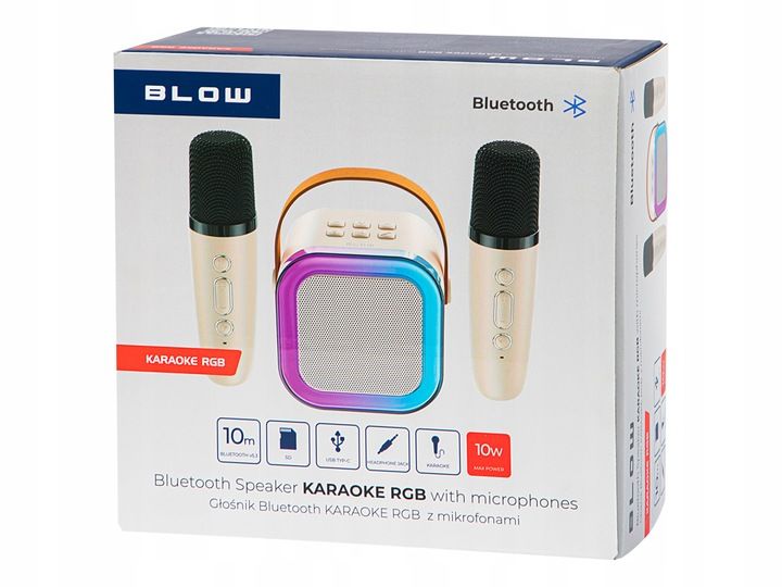 GŁOŚNIK BLUETOOTH PRZENOŚNY KARAOKE RGB 2 MIKROFONY USB SD MINI JACK zdjęcie 3
