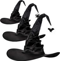 Kapelusz Czarnownicy Kostium na Halloween 3 sztuki Czarny 45 x 45 cm