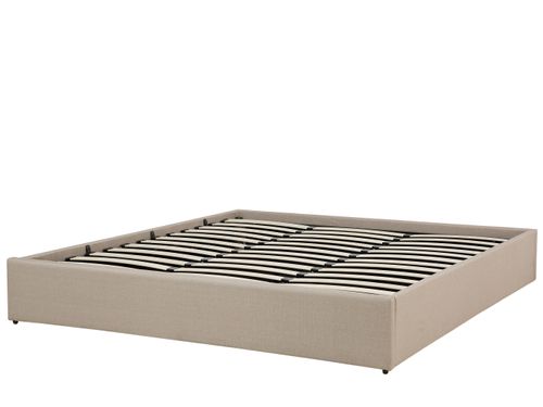 Łóżko z pojemnikiem tapicerowane 180 x 200 cm beżowe DINAN na Arena.pl