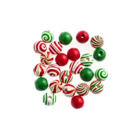 DREWNIANE KORALIKI ŚWIĄTECZNE 1,6 CM 6 WZORÓW 24 SZT GRKO-149 DP CRAFT