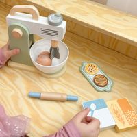 DLA DZIECI  DREWNIANY MIKSER KUCHENNY BLENDER Z AKCESORIAMI