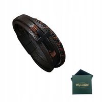 BRANSOLETKA MĘSKA SKÓRZANA BRĄZOWA KRZYŻ