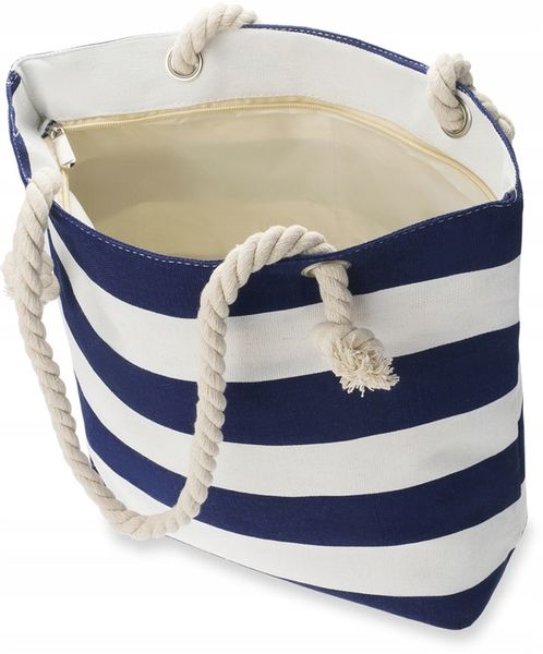 TORBA PLAŻOWA Duża Torebka SHOPPER Na Plaże Zakupy Piknik Pojemna Paski XL zdjęcie 3