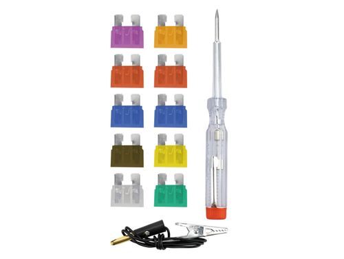 Próbnik miernik napięcia 130mm śrubokręt 6-24v + bezpieczniki zestaw na Arena.pl