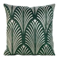 POSZEWKA WELUR VELVET NADRUK PIÓRA 45X45CM ZIELONA