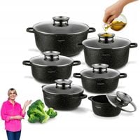 Zestaw GARNKÓW INDUKCJA Marmurkowe POKRYWKA Konighoffer Pollo 12 el